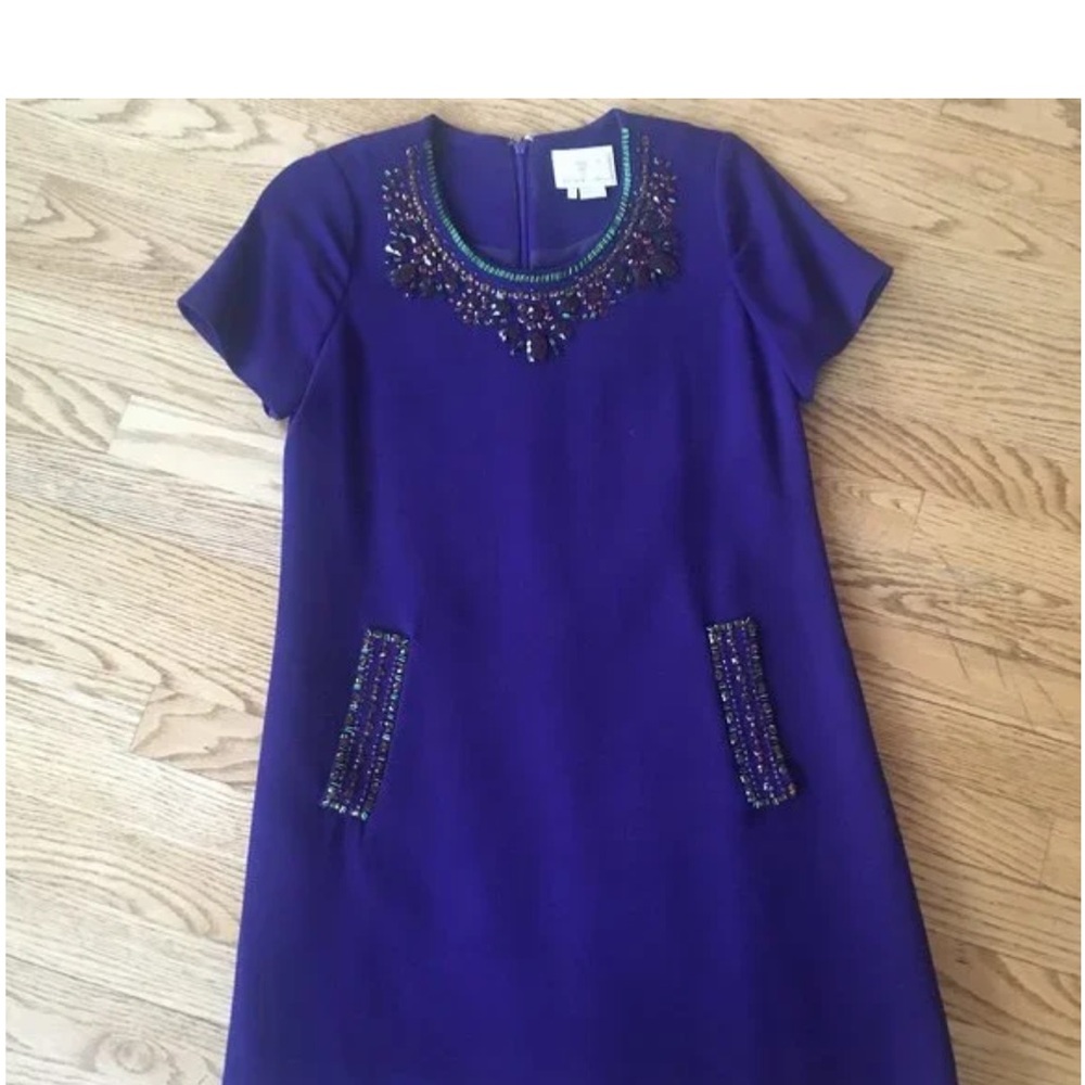 Kate Spade Purple Dress with Beaded Neck and Pockets